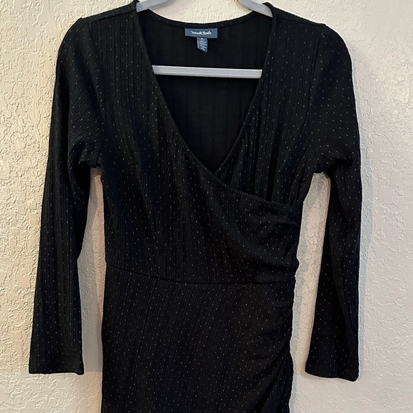 Modcloth Knit On The‎ Town Faux Wrap Ribbed Speckle Midi Dress New Size S - Picture 1 of 9